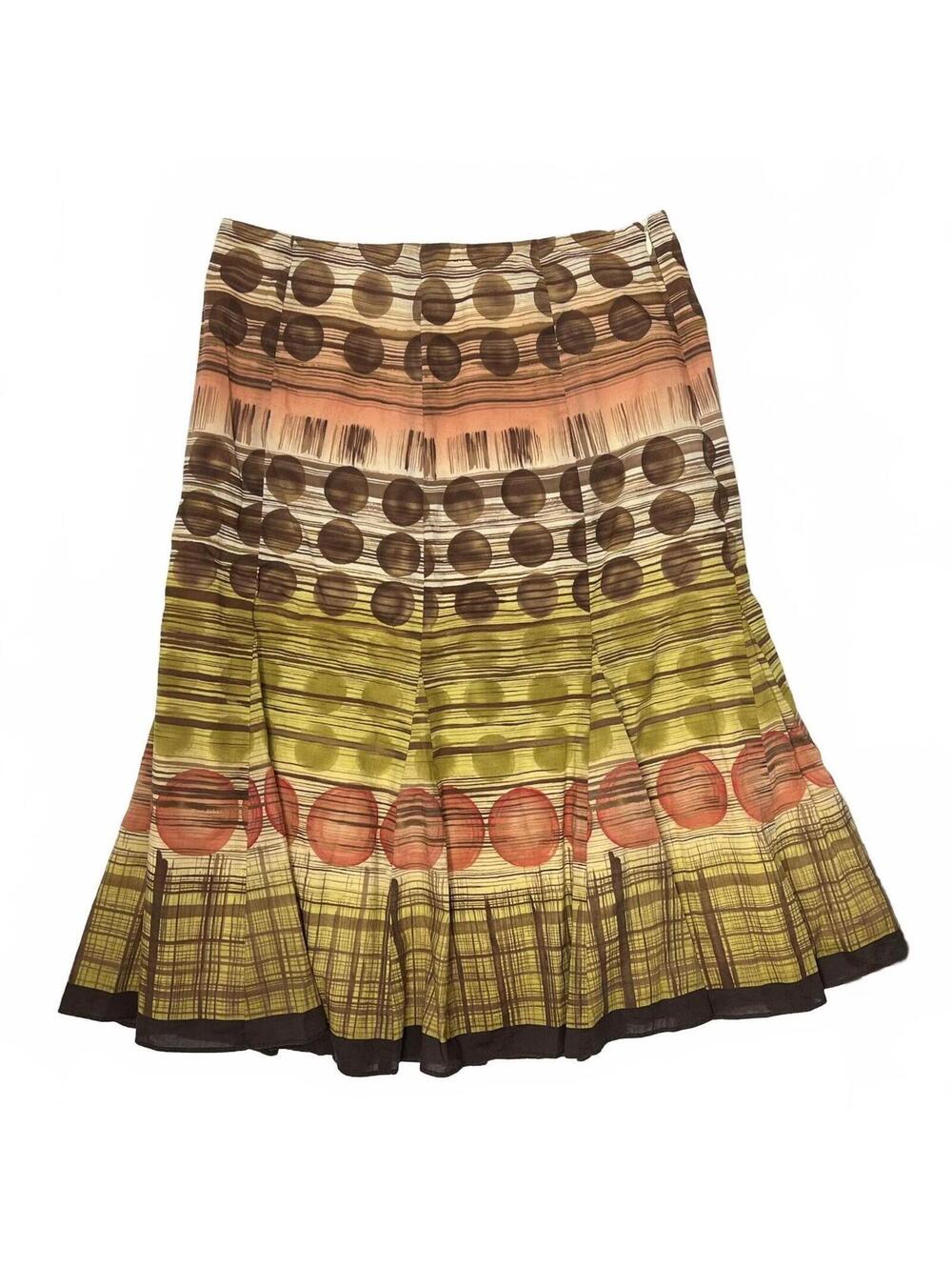 Vintage Talbots Korea Made Multicolor Abstract Fit Flare Cotton Midi Skirt Sz 4